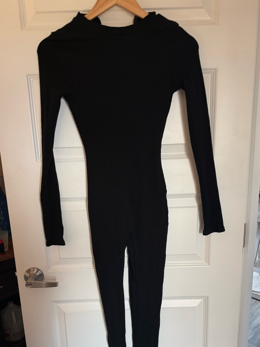 Fashion Nova Black Long-Sleeve Fitted Jumpsuit